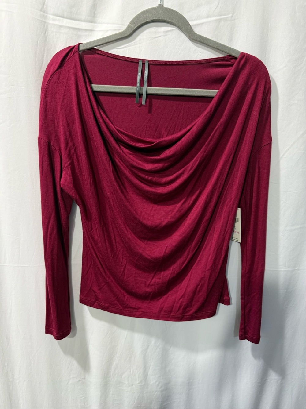 Anthropologie Draped Cowl Neck Long Sleeve Top - Berry Wine